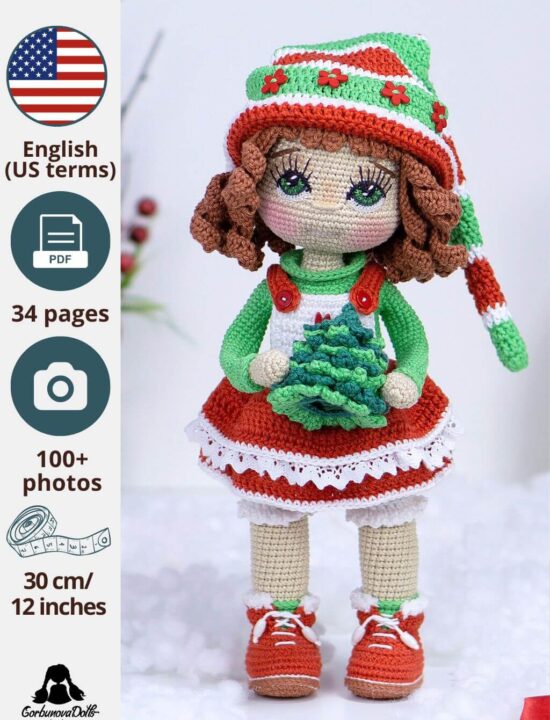 Crochet Pattern for Christmas Doll (English PDF)