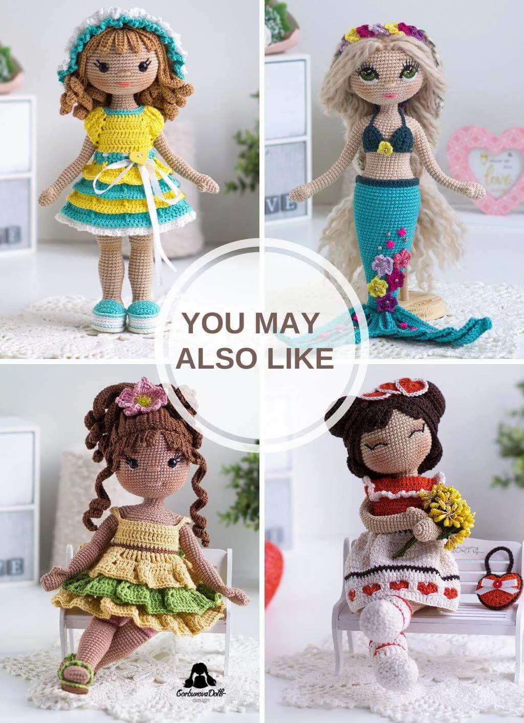 You may also like crochet doll patterns – collection of four dressed amigurumi dolls