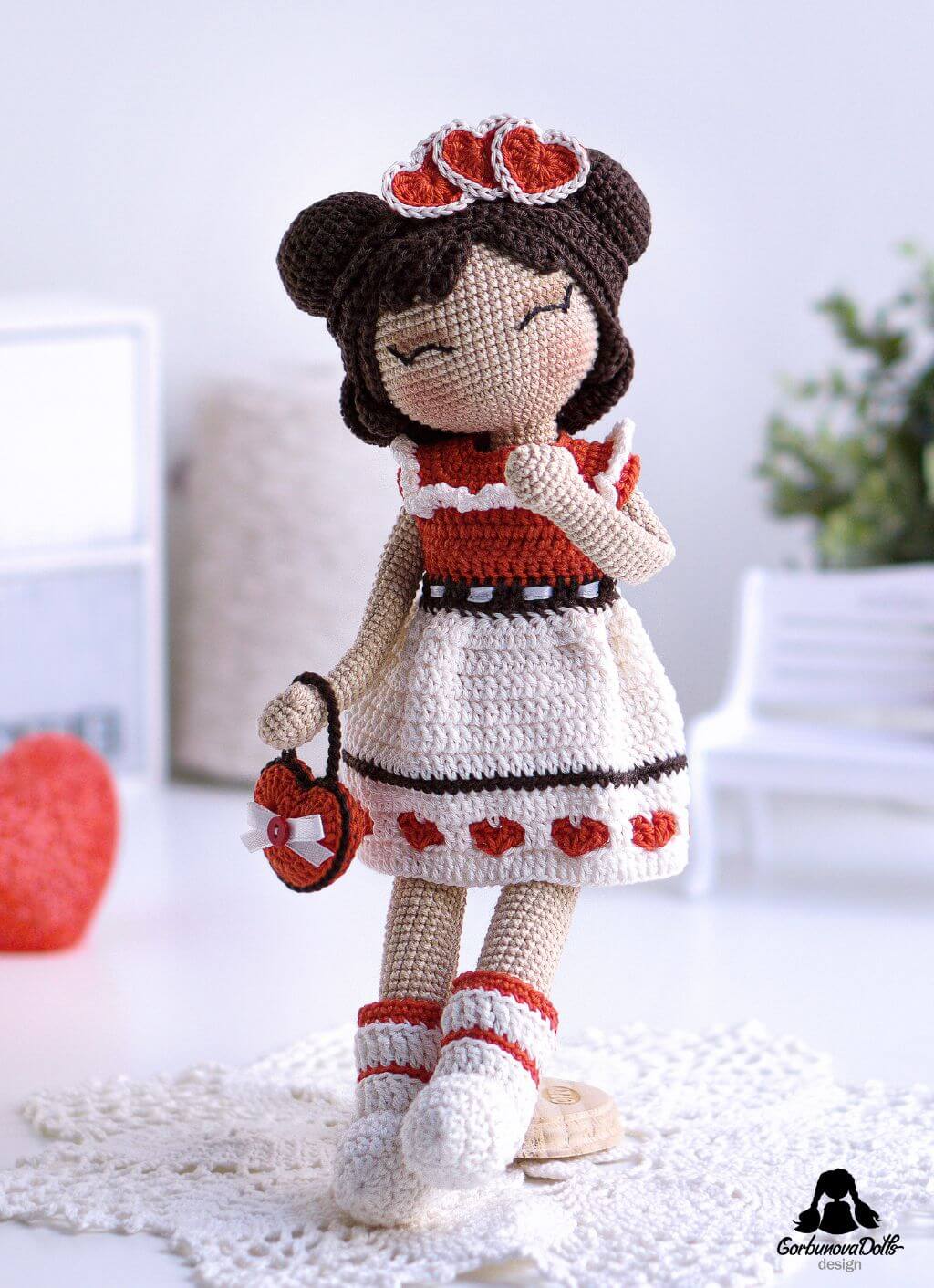 Crochet Doll Pattern with clothes Valentine