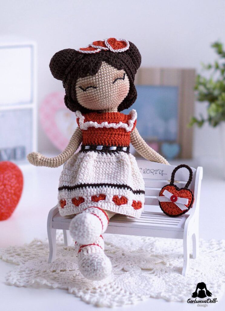 Crochet Doll Pattern with clothes Valentine