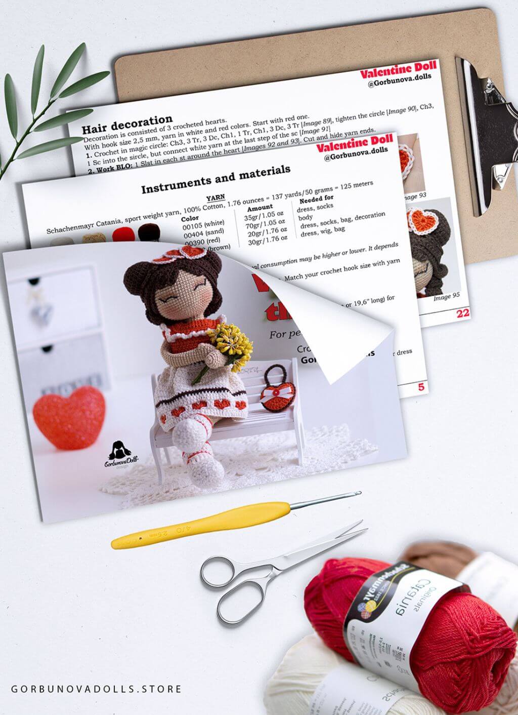Crochet Doll Pattern with clothes Valentine