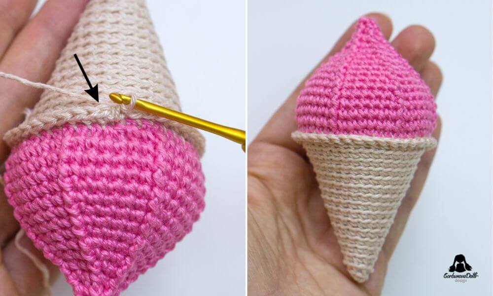 Crochet ice cream pattern – finished ice cream