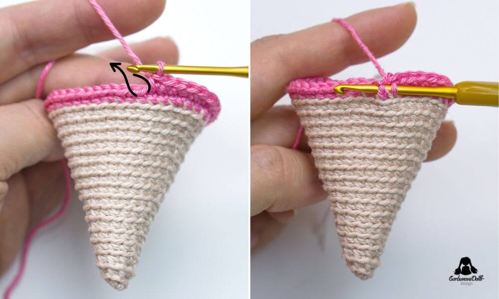 Crochet ice cream pattern – Front Post single crochet tutorial