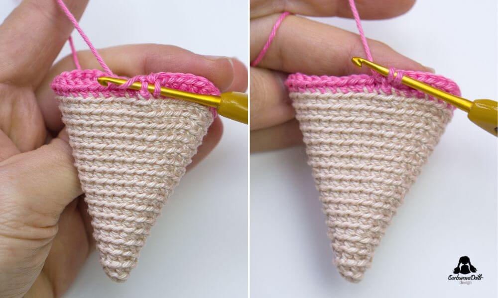 Crochet ice cream pattern – Front Post single crochet tutorial