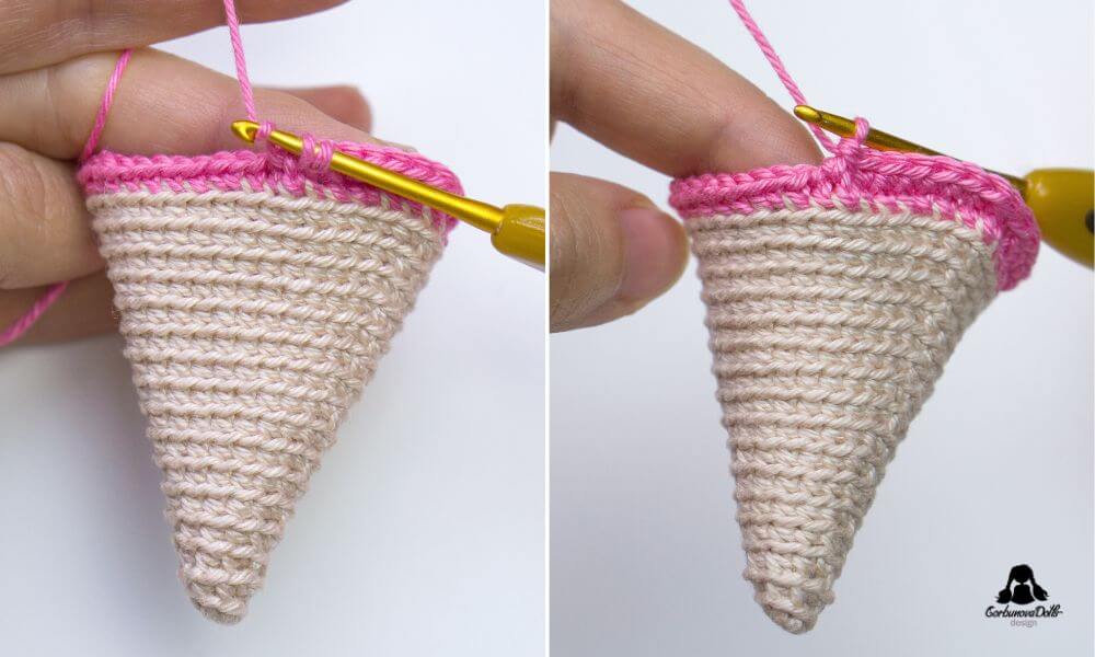 Crochet ice cream pattern – Front Post single crochet tutorial