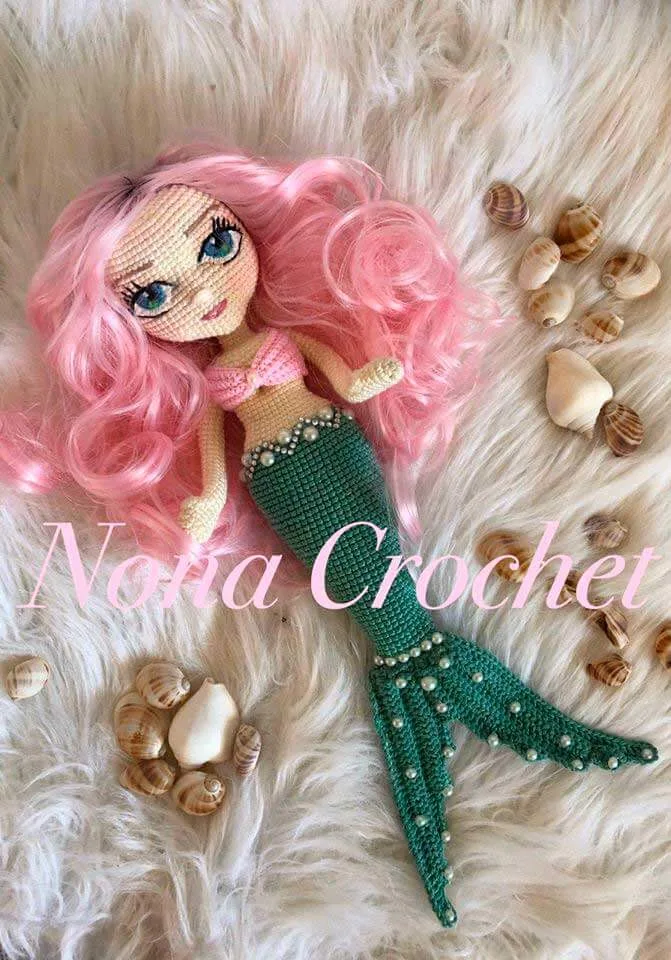 Crochet amigurumi doll pattern: Mermaid