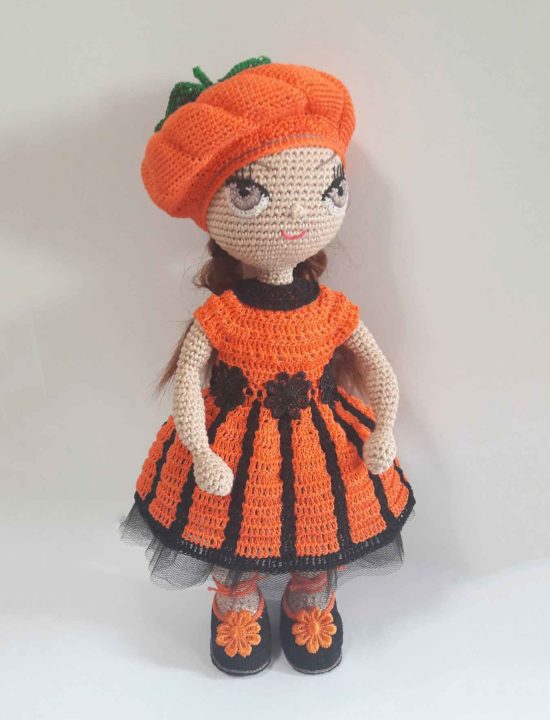 Crochet Amigurumi Doll Pattern: Amelia The Doll In Halloween Clothes