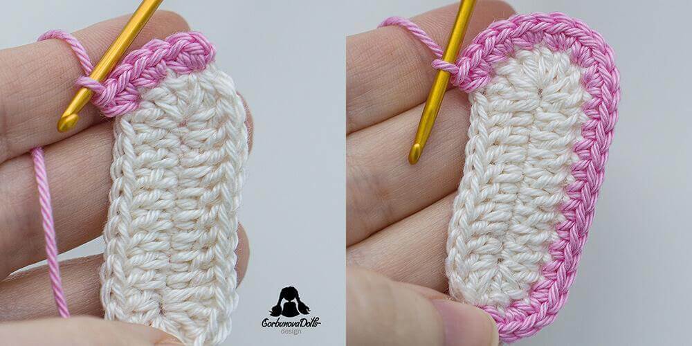 Crocheting bunny ears step-by-step for Easter egg crochet pattern
