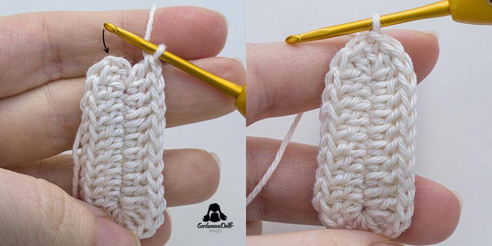 Crocheting bunny ears step-by-step for Easter egg crochet pattern