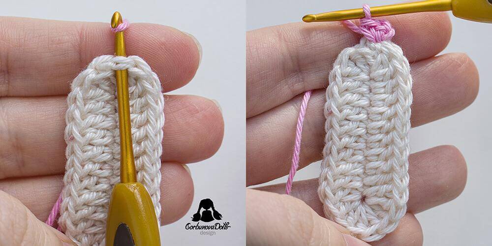 Crocheting bunny ears step-by-step for Easter egg crochet pattern