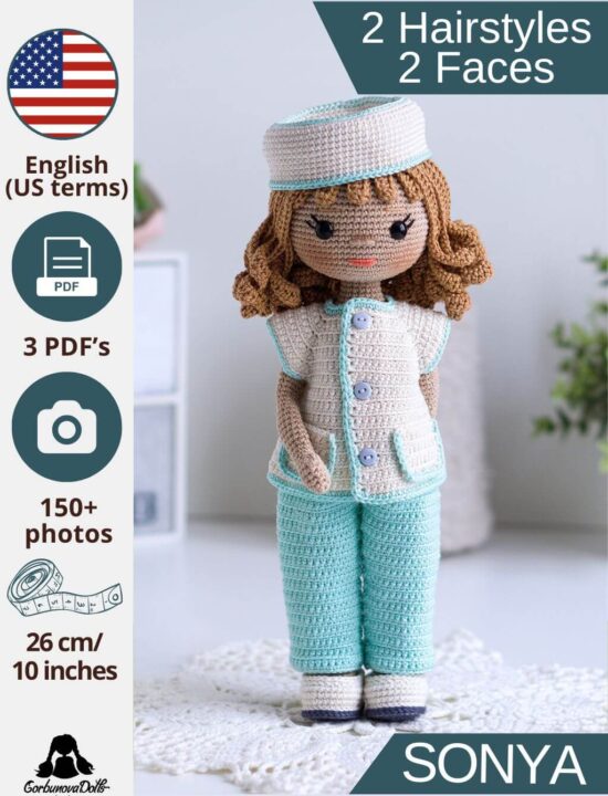 Nurse Crochet Doll Pattern (English PDF)