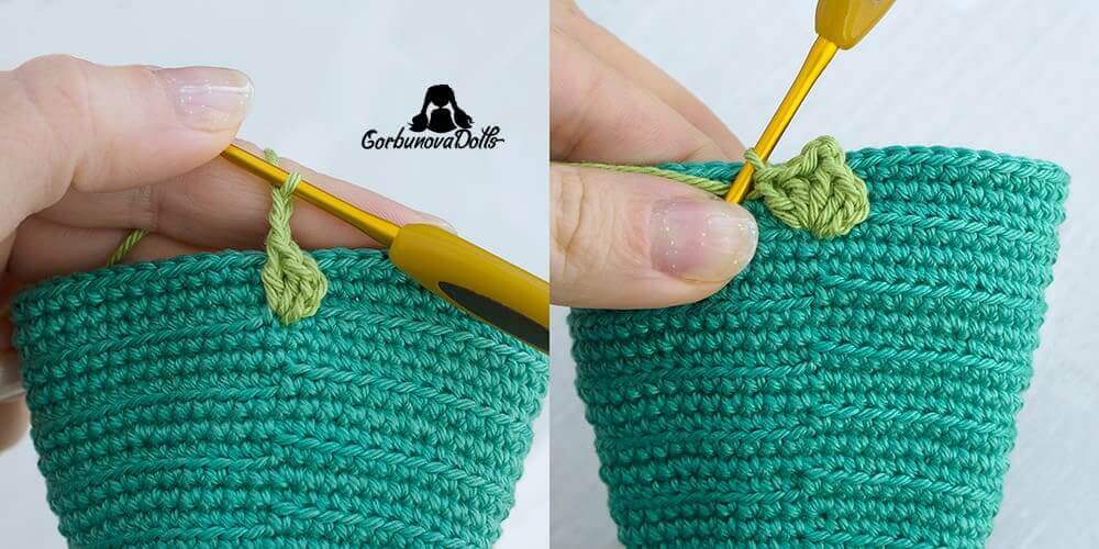 crochet Christmas tree pattern tutorial – making a branch with picot