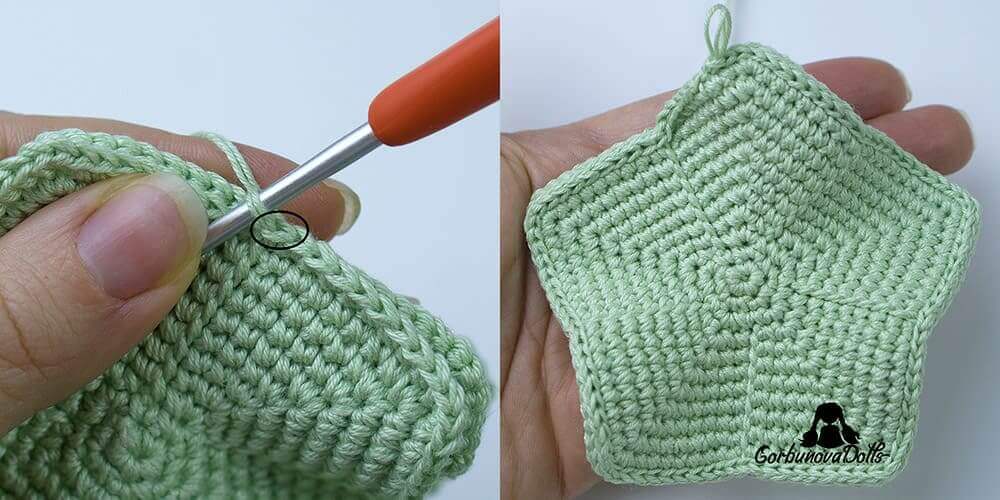 crochet star slip stitch seaming tutorial – joining the two star pieces around the edge