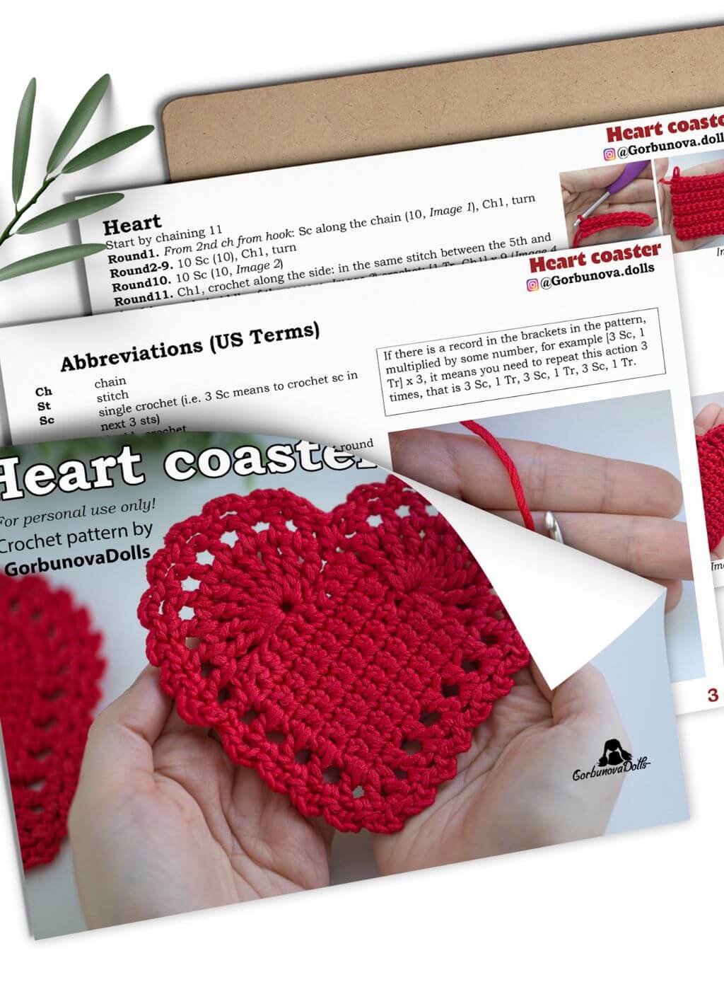 Crochet Heart Coaster Pattern