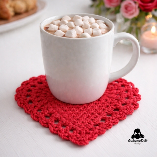 Crochet Heart Coaster Free Pattern