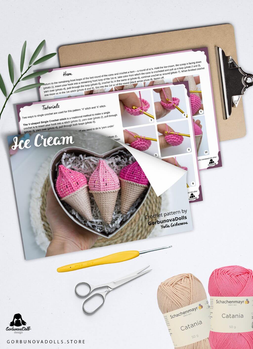 Crochet ice cream pattern by Gorbunovadolls