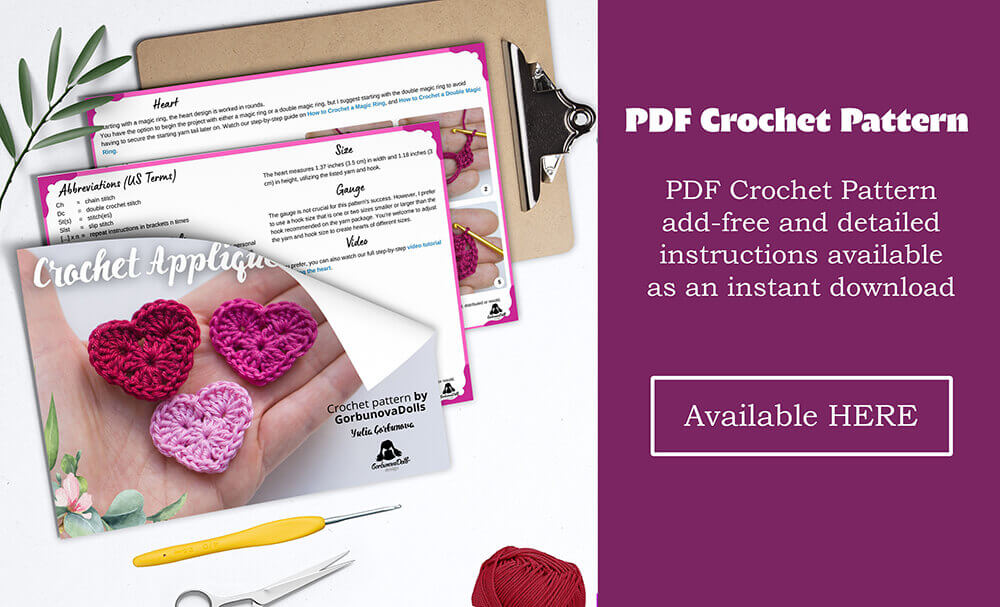 Crochet Applique Heart Pattern