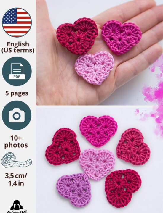 Applique Crochet Heart Pattern (English PDF)