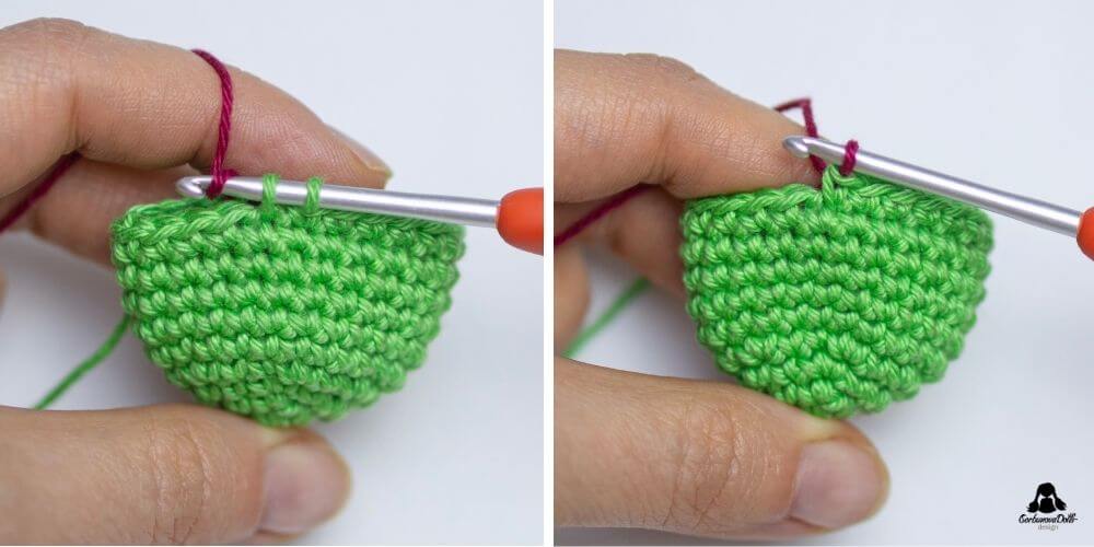 How to invisible color change in Amigurumi