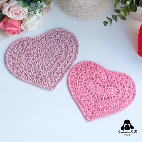 Heart Coaster Crochet Free Pattern | GorbunovaDolls