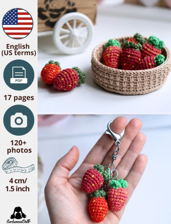 Crochet Strawberry Basket Pattern (English PDF)