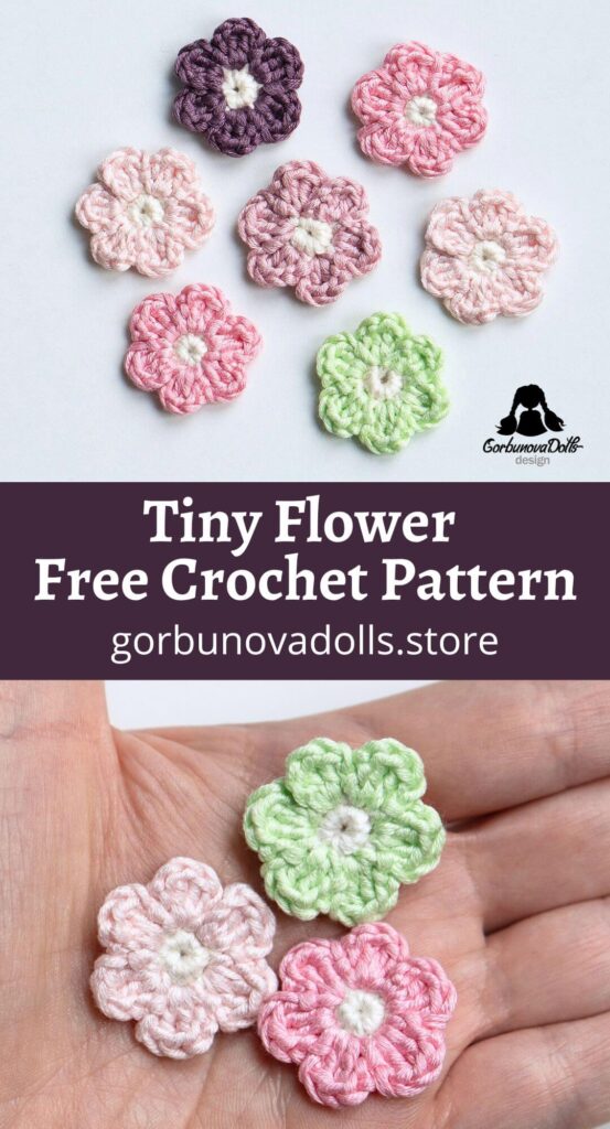 Crochet tiny flower photo tutorial