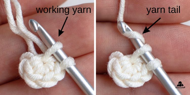 Crochet tiny flower pattern: round 1