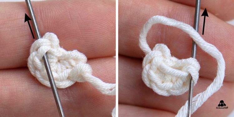 Crochet tiny flower pattern: round 1