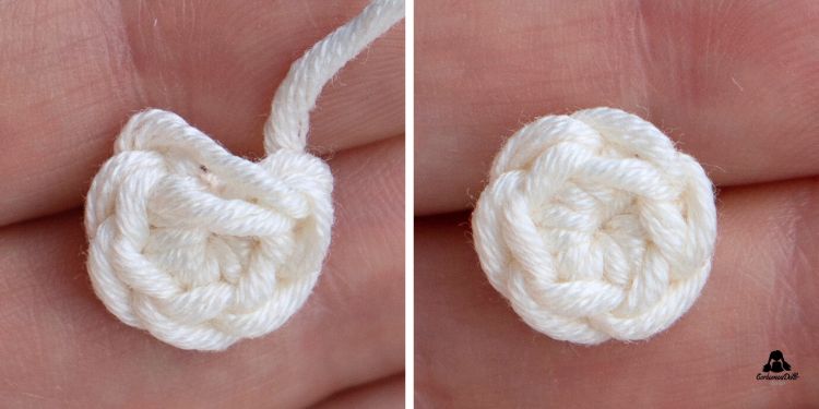 Crochet tiny flower pattern: round 1