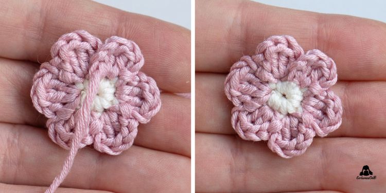 Crochet tiny flower pattern: round 2