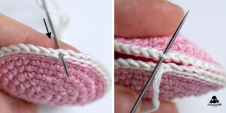 Free macaron crochet pattern: joining pieces