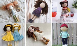 Collage of Free Crochet Doll Patterns