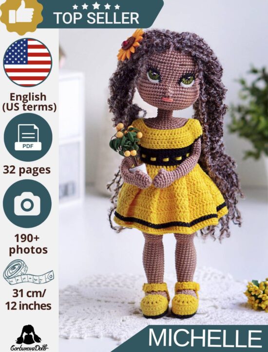 Michelle Crochet Doll Pattern PDF – Amigurumi with Clothes