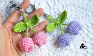 crochet keychain pattern free - finished tulip crochet keychains ready to use or gift