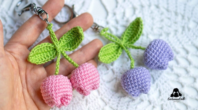 crochet keychain pattern free - finished tulip crochet keychains ready to use or gift