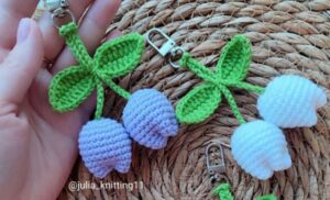 crochet keychain pattern free - finished tulip crochet keychains ready to use or gift