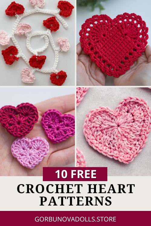 Free Crochet Heart Patterns collage