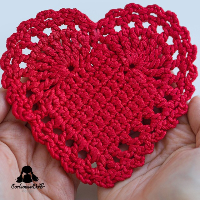 Crochet Heart Coaster Free Pattern